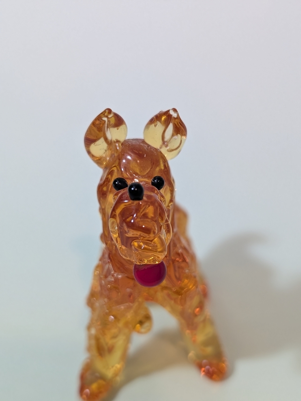 Glass Dog Figurine - Amber Color Decorative Pet Statue